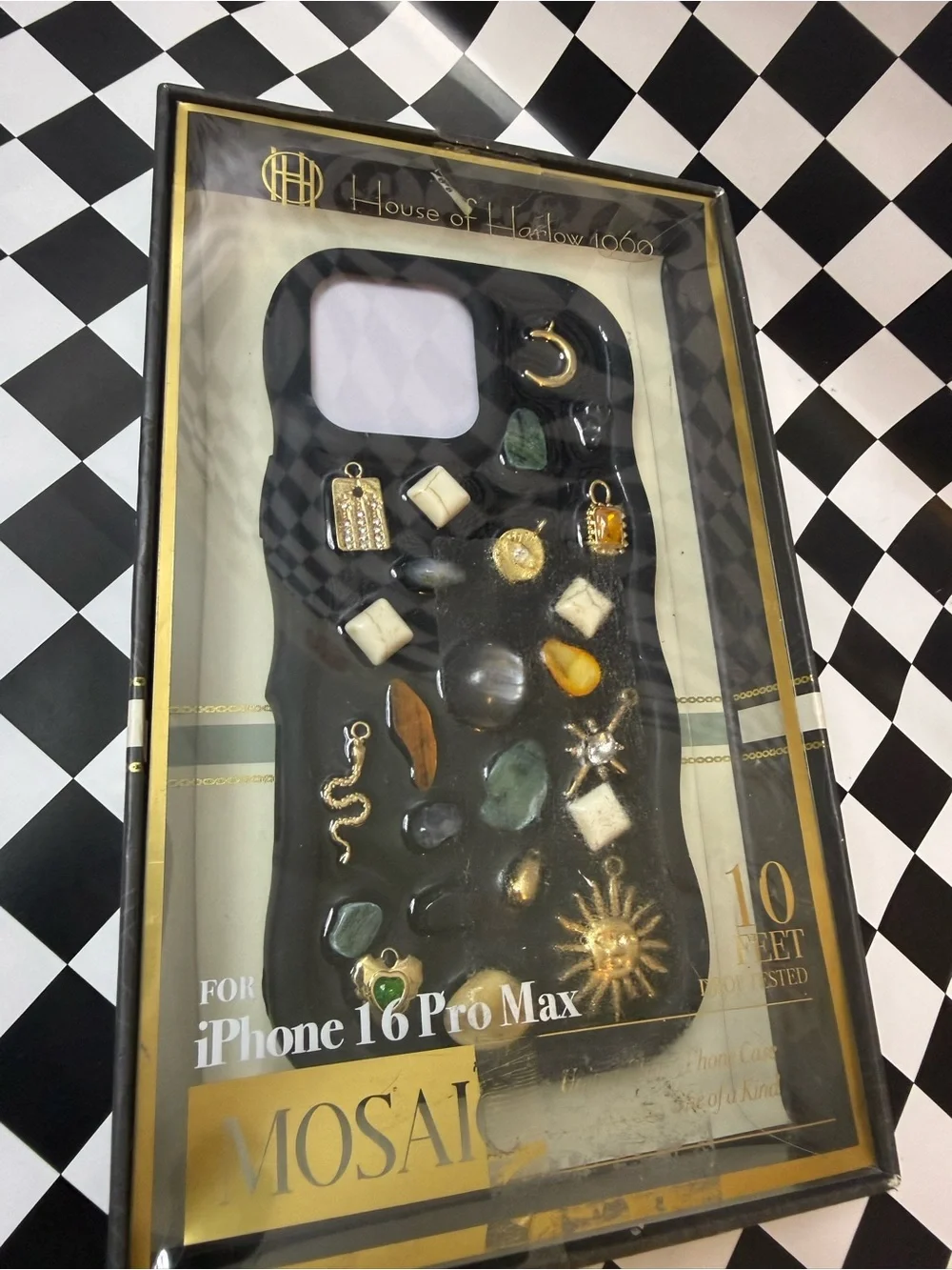 House of Harlow 1960 Black Mosaic Decorative iPhone 16 Pro Max Case